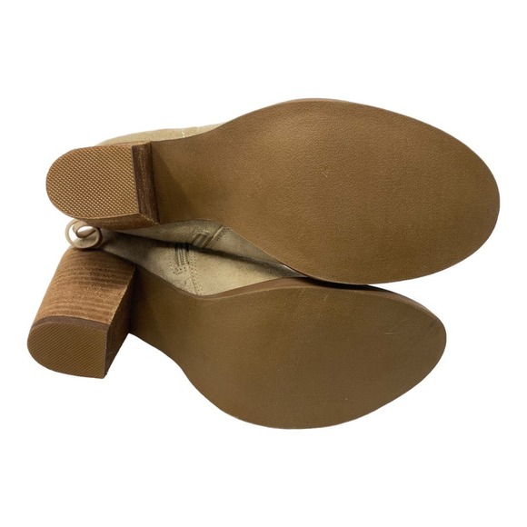 NEW Altar'd State Ankle Boots 7.5 Beige Faux Leather Almond Toe Block Heel Suede - Picture 7 of 8